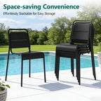 HaiNova Metal Stackable Dining Chairs with Armrest 4 Pack, Black Outdoor Heavy-Duty Chair, 300 lbs Max - All Weather for Indoor/Outdoor