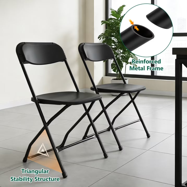 HaiNova Plastic Folding Chair 6 Pack, Portable Comfortable Event Chair, Capacity 350 lb, Indoor/Outdoor Dual-Use Seating for Various Occasions, White