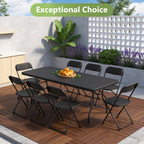 6ft Folding Table, Heavy Duty Plastic Card Table with Foldable Steel Legs, Metal Frame Support up to 600 lb, Portable for Indoor, Outdoor, Picnic, Camping, Dining, Party, Black