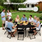 6FT Folding Round Table, Heavy Duty Plastic Card Table with Foldable Legs, Portable Folding Banquet Table for Living Room, Party or Outdoor Event, Indoor & Outdoor Use, Black
