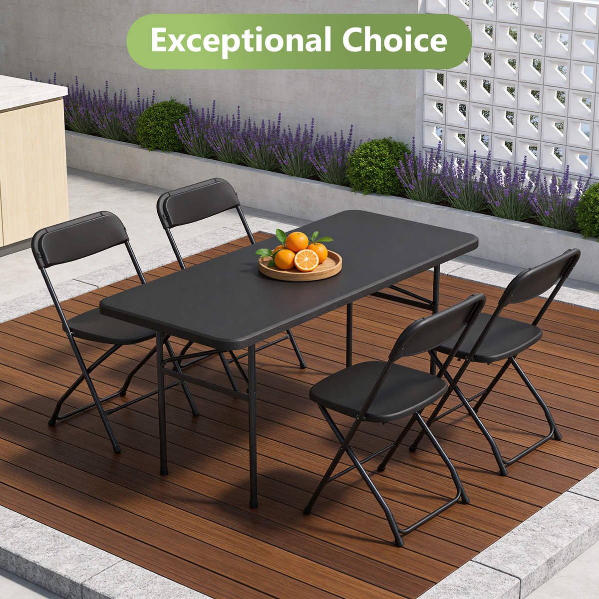 4ft Folding Table, Heavy Duty Plastic Card Table with Foldable Steel Legs, Metal Frame Support up to 400 lb, Portable for Indoor, Outdoor, Picnic, Camping, Dining, Party, White
