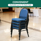 HaiNova Dome Back Stack Chair 4 Pack, with Black Vinyl Seat and Back, 500-lb Weight Capacity, Black Steel Frame, for Banquets, Weddings, Black