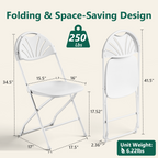 HaiNova 2 Pack Fan Back Folding Chairs, Metal Frame Indoor Outdoor Portable Stackable Seat, for Party Home Events Capacity 650 lbs, White