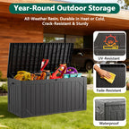 HaiNova 100 Gallon Outdoor Storage Resin Deck Box, Lockable Patio Outdoor Storage Box for Furniture, Garden Tools and Tools Storage, Waterproof, Black