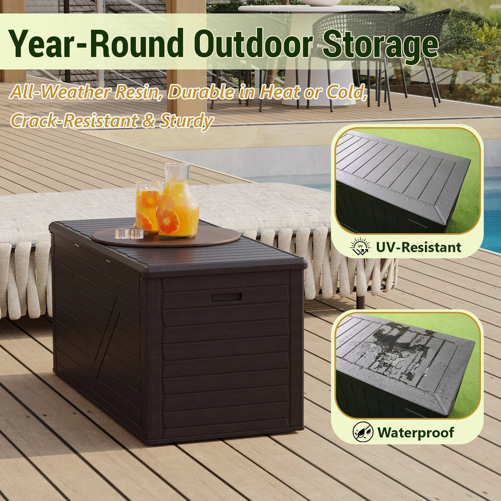 HaiNova 260 Gallon Outdoor Storage Box, Large Resin Deck Boxes Outdoor Waterproof, Deck Storage Box for Patio Furniture Outdoor Cushions, Throw Pillows, Garden Tools and Pool Floats, Black