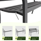 47" Outdoor Garden Bench, Patio Bench with Backrest, Weatherproof, Black