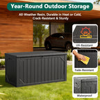 HaiNova 100 Gallon Outdoor Storage Resin Deck Box, Lockable Patio Outdoor Storage Box for Furniture, Garden Tools and Tools Storage, Waterproof, Black