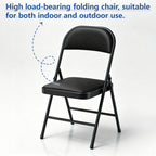 4 Pack Padded PU Leather Folding Chairs, Heavy Duty Portable Foldable Metal Chairs with Thickened Cushion Seat and Back, Ergonomic Steel Frame for Indoor Outdoor, Home Office Party Patio Backyard