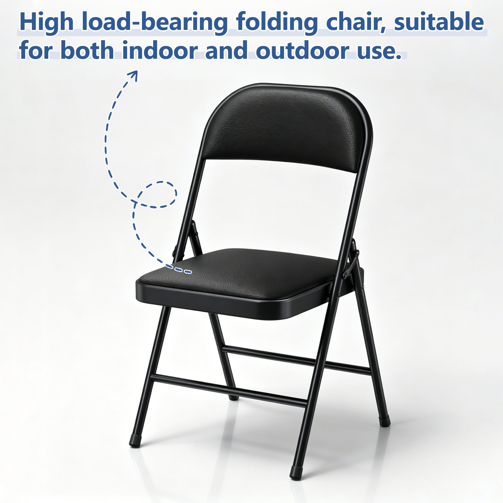 4 Pack Padded PU Leather Folding Chairs, Heavy Duty Portable Foldable Metal Chairs with Thickened Cushion Seat and Back, Ergonomic Steel Frame for Indoor Outdoor, Home Office Party Patio Backyard