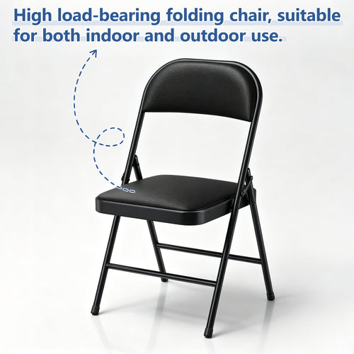 4 Pack Padded PU Leather Folding Chairs, Heavy Duty Portable Foldable Metal Chairs with Thickened Cushion Seat and Back, Ergonomic Steel Frame for Indoor Outdoor, Home Office Party Patio Backyard