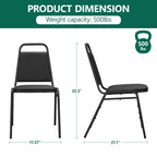 HaiNova Trapezoidal Back Vinyl Stacking Banquet Chair, Multipurpose Stacking Chair with Padded Seat and Back,for Weddings,dinners, Black