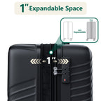 3-Piece Luggage Set - Carry-On & Large& Medium Checked Luggage with Dual Spinner Wheels - Durable Polypropylene Hardshell - TSA Lock, Airline-Approved - Expandable Hard Shell(Black)