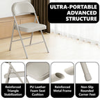 HaiNova 6 Pack Folding Chairs with Comfortable Cushion, Leather Padded Cushion Chair with Stainless Steel Frame for Home and Office, Gatherings