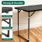 HaiNova 4 Ft Adjustable Height Folding Table, Max Load 400lbs, Portable Camping Table with Handle for Home Party, Camping Parties and Weddings, Black