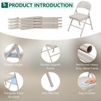 HaiNova Fabric Folding Chair 4 Pack, with Fabric Padded Cushion & Back, Metal Frame, Easy to Use and Store for Home, Office, Party, Khaki