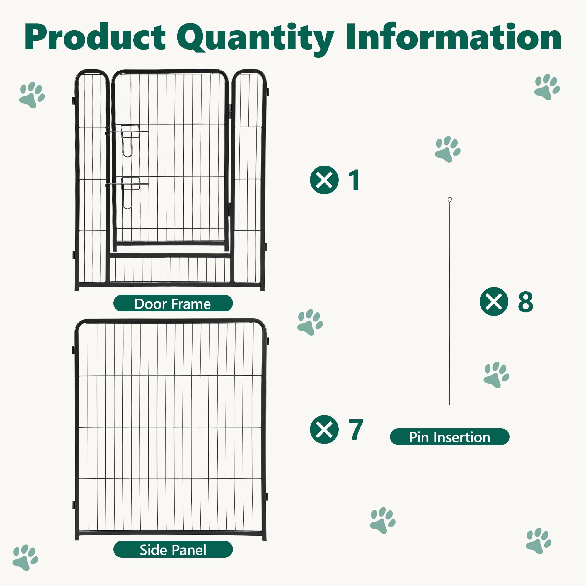 WLLJOY Dog Playpen, 32 Inch 8 Panels Heavy Duty Metal Pet Fence for Indoor/Outdoor, Large Dog Exercise Pen for RV Camping/Yard/Garden, Black