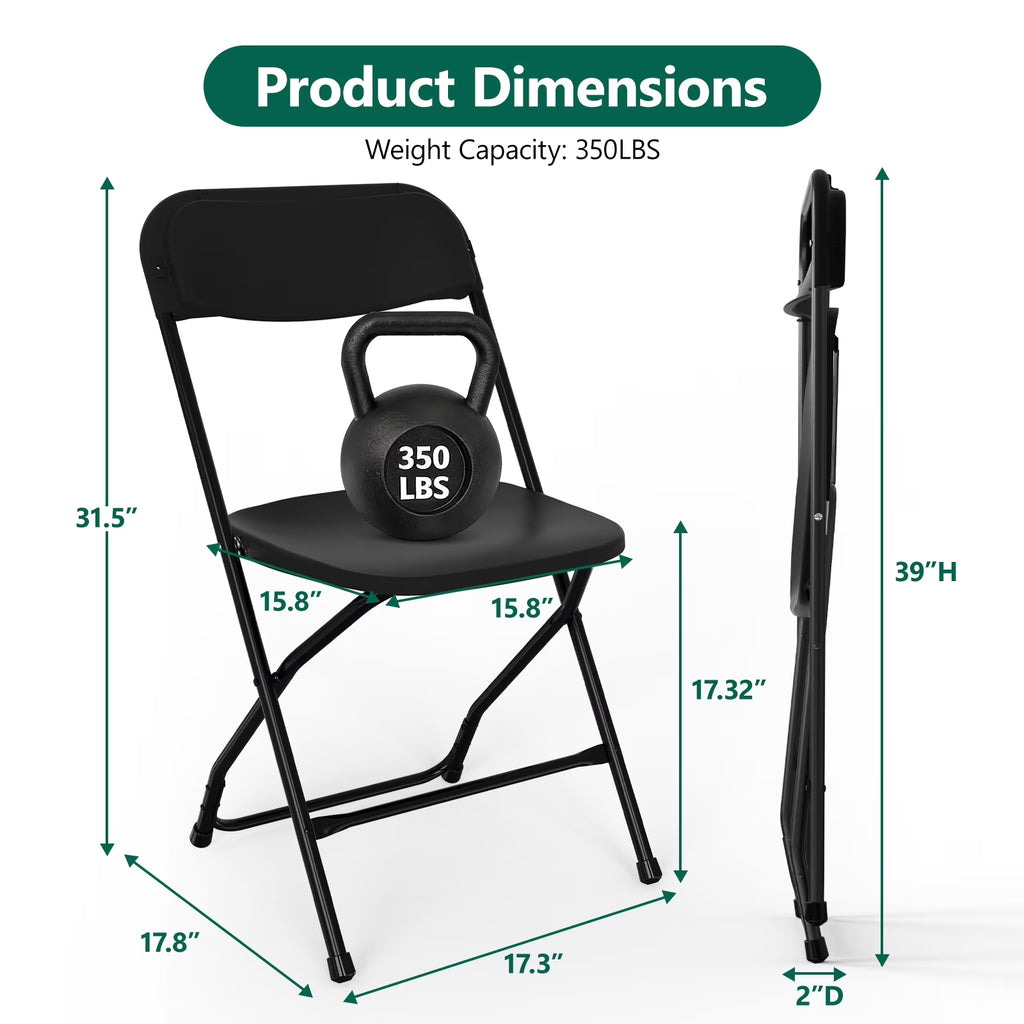 HaiNova Plastic Folding Chair 6 Pack, Portable Comfortable Event Chair, Capacity 350 lb, Indoor/Outdoor Dual-Use Seating for Various Occasions, White