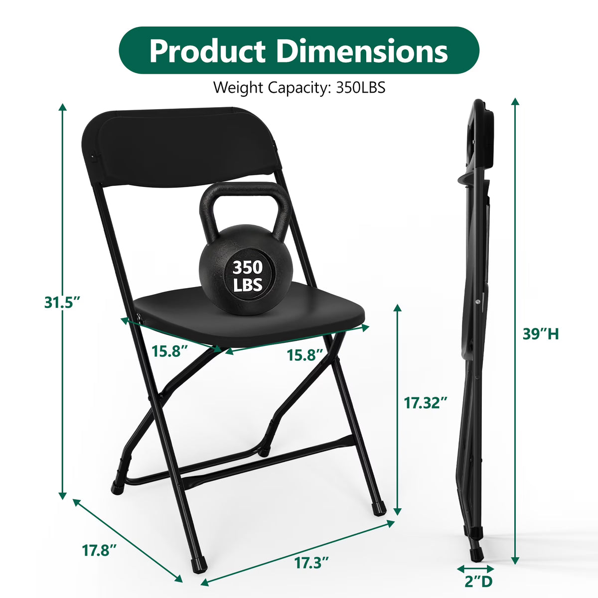 HaiNova Plastic Folding Chair 6 Pack, Portable Comfortable Event Chair, Capacity 350 lb, Indoor/Outdoor Dual-Use Seating for Various Occasions, White