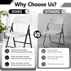 HaiNova 4PCS Black Plastic Folding Chair Set, 400-Pound Portable Waterproof and Wear-Resistant Folding Chair with Steel Frame for Picnics and Business