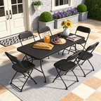 5FT Folding Table, Heavy Duty Plastic Table with Foldable Legs, Black