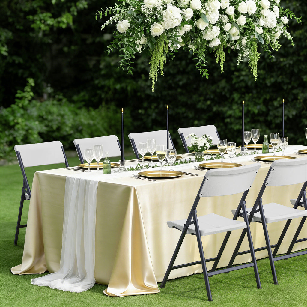 Folding Chair 4 Pack, Portable Heavy Duty Foldable Chair Plastic Seat with Steel Frame for Indoor and Outdoor, Dinning, Party, Wedding, Office, Patio, Garden, White