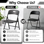 HaiNova 4PCS Black Plastic Folding Chair Set, 400-Pound Portable Waterproof and Wear-Resistant Folding Chair with Steel Frame for Picnics and Business