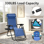 Zero Gravity Chairs Set of 2, Adjustable Lounge Chair Outdoor Recliner, Folding Reclining Lawn Chair, Anti Gravity Chair with Pillow & Cup Holder for Pool Camping Sunbathing Beach Patio (Gray)