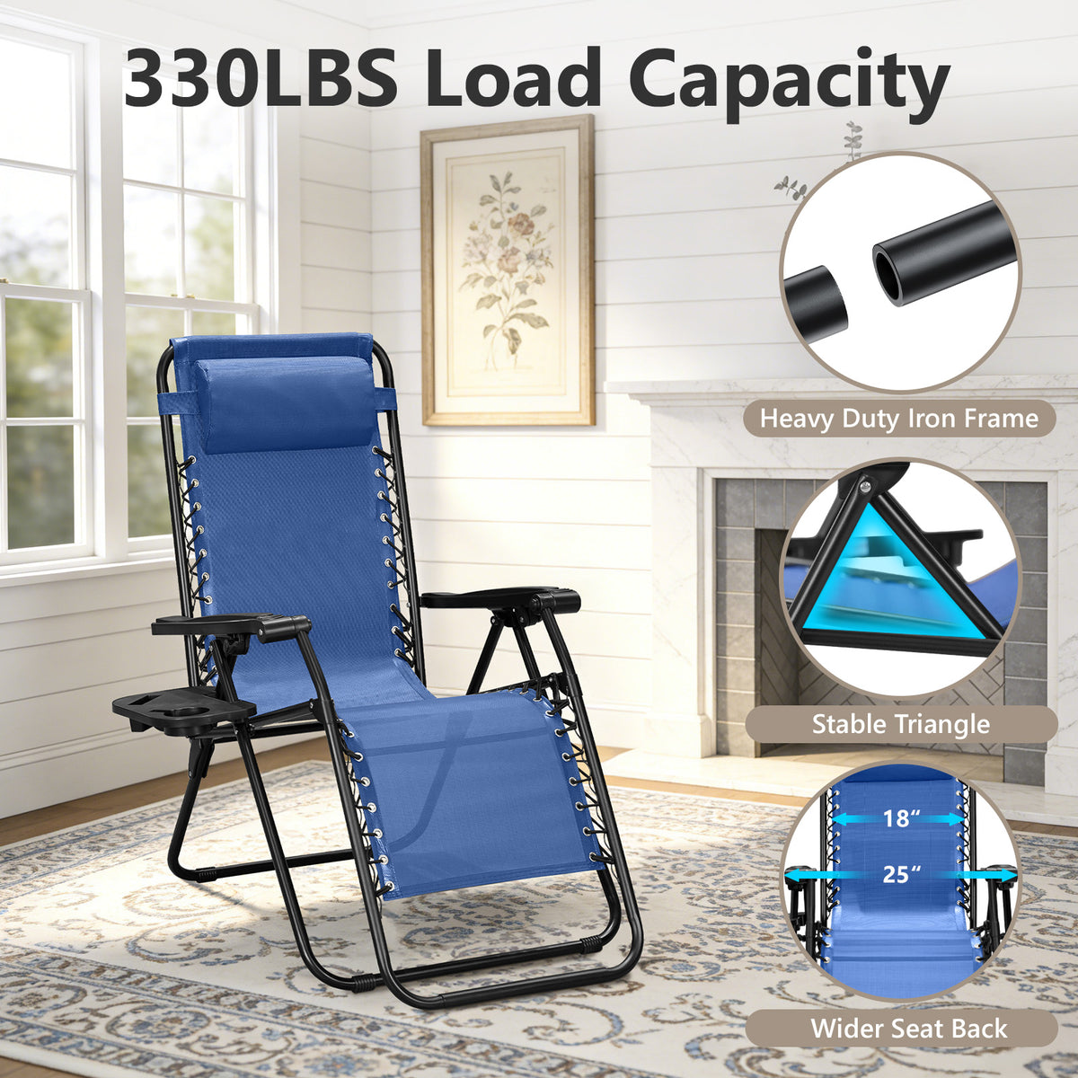 Zero Gravity Chairs Set of 2, Adjustable Lounge Chair Outdoor Recliner, Folding Reclining Lawn Chair, Anti Gravity Chair with Pillow & Cup Holder for Pool Camping Sunbathing Beach Patio (Gray)
