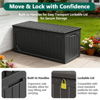 HaiNova 100 Gallon Outdoor Storage Resin Deck Box, Lockable Patio Outdoor Storage Box for Furniture, Garden Tools and Tools Storage, Waterproof, Black