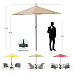 WLLJOY 9FT Outdoor Patio Umbrella Table Market Umbrella with Push Button Tilt/Crank, UV Protection Waterproof Suitable for Garden, Deck, Khaki