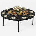 6FT Folding Round Table, Heavy Duty Plastic Card Table with Foldable Legs, Portable Folding Banquet Table for Living Room, Party or Outdoor Event, Indoor & Outdoor Use, Black