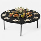 6FT Folding Round Table, Heavy Duty Plastic Card Table with Foldable Legs, Portable Folding Banquet Table for Living Room, Party or Outdoor Event, Indoor & Outdoor Use, Black