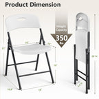 HaiNova Folding Chairs 4 Pack, Outdoor Folding Chairs for Outside Indoor, Portable 350 lbs Capacity Heavy Duty Plastic Metal Foldable Chairs Commercial Seating for Picnic, Party, Patio, Snow White