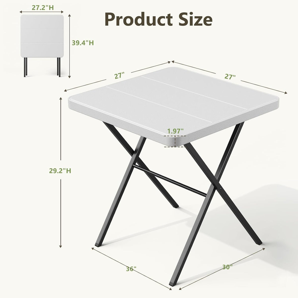 Folding Table Set with 2 Pack Folding Chairs, No Assembly Portable Event Table and Chairs Set, Heavy Duty Foldable Card Table and Chairs for Outdoor, Camping, Patio, Picnic, Dining, Indoor(White)