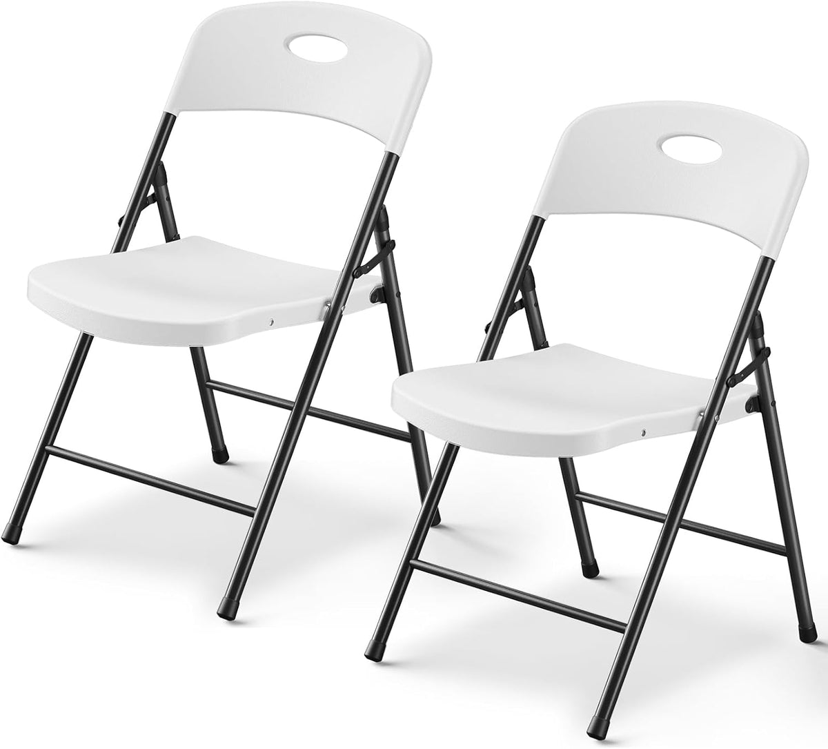 HaiNova Folding Chairs 4 Pack, Outdoor Folding Chairs for Outside Indoor, Portable 350 lbs Capacity Heavy Duty Plastic Metal Foldable Chairs Commercial Seating for Picnic, Party, Patio, Snow White