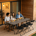 HaiNova 6ft Folding Table, Portable Camping Table with Handle, Durable and Anti-fouling Picnic Table Suitable for Party, Camping and Picnic, Khaki