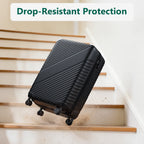 WASUHE 24" Hardside Medium Checked Expandable Luggage,Hardshell Suitcase With Divider Pockets,Four 360-Spinner Wheels,Expandable For Up to 15% More Space,With Scratch-Resistant Surface,Black