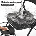 HaiNova 4PCS Black Plastic Folding Chair Set, 400-Pound Portable Waterproof and Wear-Resistant Folding Chair with Steel Frame for Picnics and Business