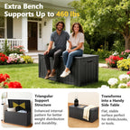 HaiNova 100 Gallon Outdoor Storage Resin Deck Box, Lockable Patio Outdoor Storage Box for Furniture, Garden Tools and Tools Storage, Waterproof, Black