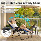 Zero Gravity Chairs Set of 2, Adjustable Lounge Chair Outdoor Recliner, Folding Reclining Lawn Chair, Anti Gravity Chair with Pillow & Cup Holder for Pool Camping Sunbathing Beach Patio (Gray)