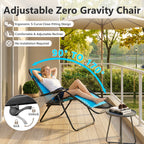 Zero Gravity Chairs Set of 2, Adjustable Lounge Chair Outdoor Recliner, Folding Reclining Lawn Chair, Anti Gravity Chair with Pillow & Cup Holder for Pool Camping Sunbathing Beach Patio (Gray)