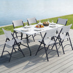 Folding Chairs 4 Pack, Outdoor Portable Foldable Chair with Steel Frame, 500lbs Capacity Heavy Duty Metal White Plastic Folding Chairs for Patio, Picnic, Kitchen, Dining