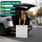 Folding Table, 4FT Foldable Picnic Table with Adjustable Height, Heavy Duty Fold-in-Half Portable Table for Weddings, Camping, RV Travel, Parties, BBQs, and Indoor Use, Easy to Fold and Store