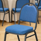 HaiNova Dome Back Stack Chair 4 Pack, with Black Vinyl Seat and Back, 500-lb Weight Capacity, Black Steel Frame, for Banquets, Weddings, Black
