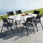 Folding Chairs 4 Pack, Outdoor Portable Foldable Chair with Steel Frame, 500lbs Capacity Heavy Duty Metal White Plastic Folding Chairs for Patio, Picnic, Kitchen, Dining