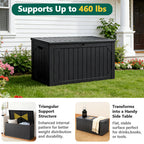 HaiNova 100 Gallon Outdoor Storage Resin Deck Box, Lockable Patio Outdoor Storage Box for Furniture, Garden Tools and Tools Storage, Waterproof, Black
