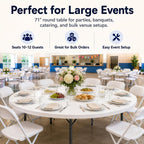 6FT Folding Round Table, Heavy Duty Plastic Card Table with Foldable Legs, Portable Folding Banquet Table for Living Room, Party or Outdoor Event, Indoor & Outdoor Use, Black