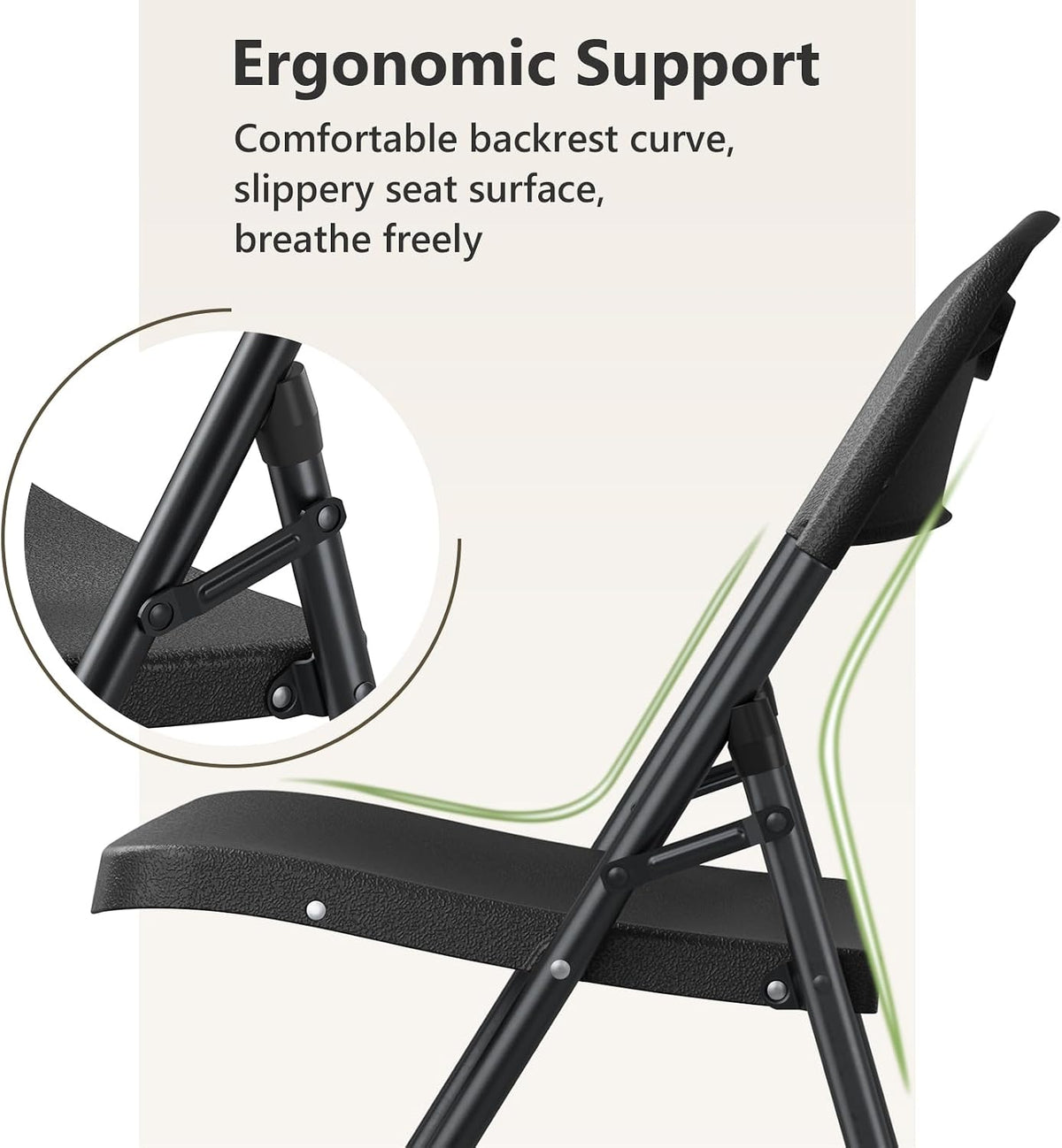 HaiNova Folding Chairs 4 Pack, Outdoor Folding Chairs for Outside Indoor, Portable 350 lbs Capacity Heavy Duty Plastic Metal Foldable Chairs Commercial Seating for Picnic, Party, Patio, Snow White