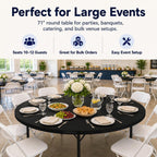 6FT Folding Round Table, Heavy Duty Plastic Card Table with Foldable Legs, Portable Folding Banquet Table for Living Room, Party or Outdoor Event, Indoor & Outdoor Use, Black