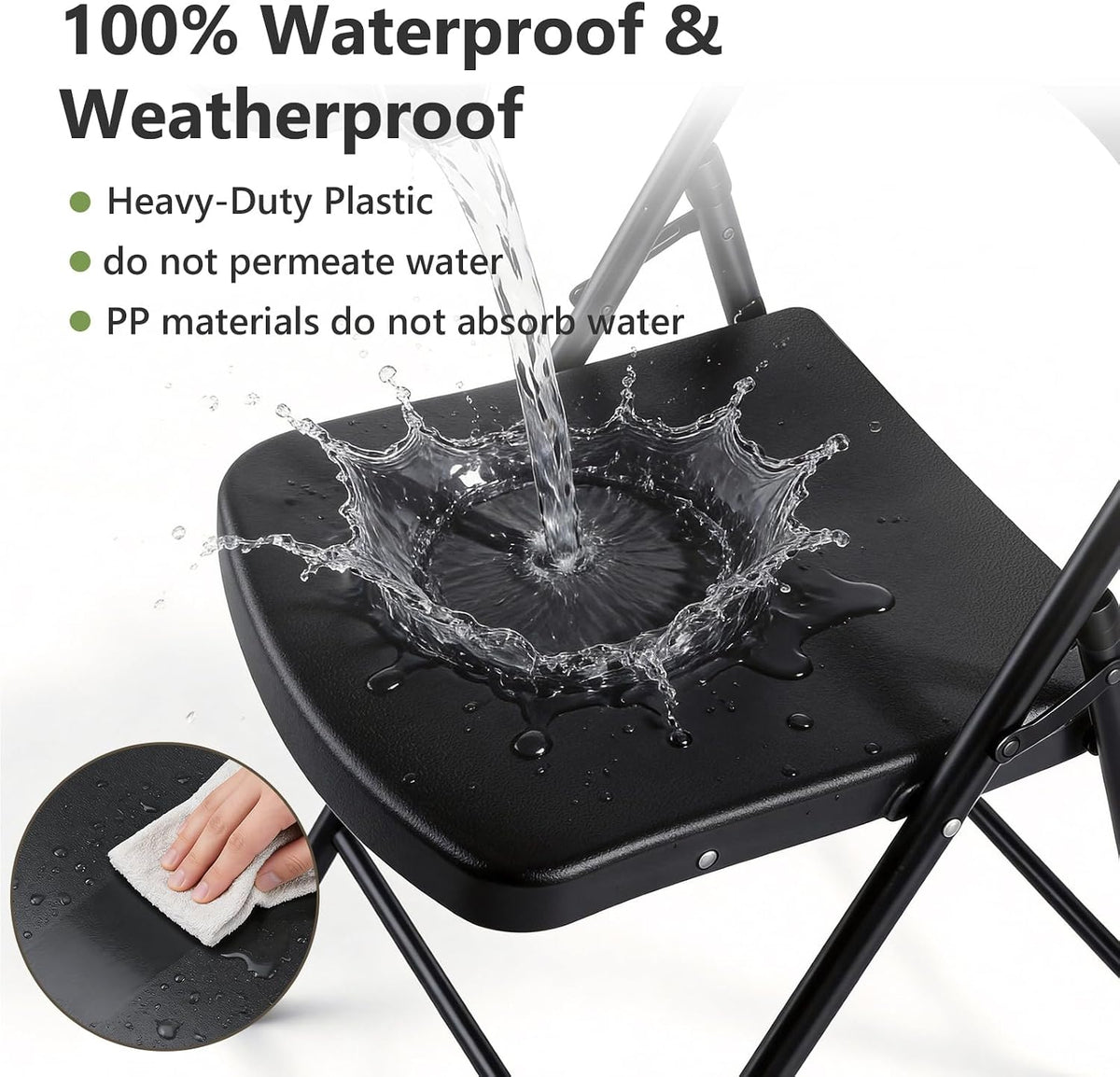 HaiNova Folding Chairs 4 Pack, Outdoor Folding Chairs for Outside Indoor, Portable 350 lbs Capacity Heavy Duty Plastic Metal Foldable Chairs Commercial Seating for Picnic, Party, Patio, Snow White